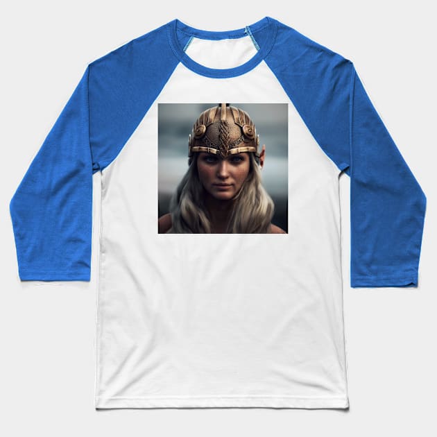 Viking Shield Maiden Baseball T-Shirt by Grassroots Green